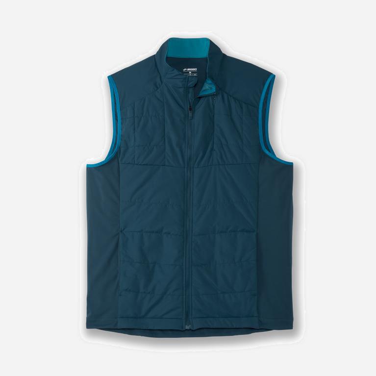 Brooks Shield Hybrid Israel - Men's Lightweight Running Vest - Alpine/Electric Blue (08246-WFUQ)